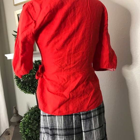 ZARA linen red blouse - size Med - NWT - Picture 4 of 4